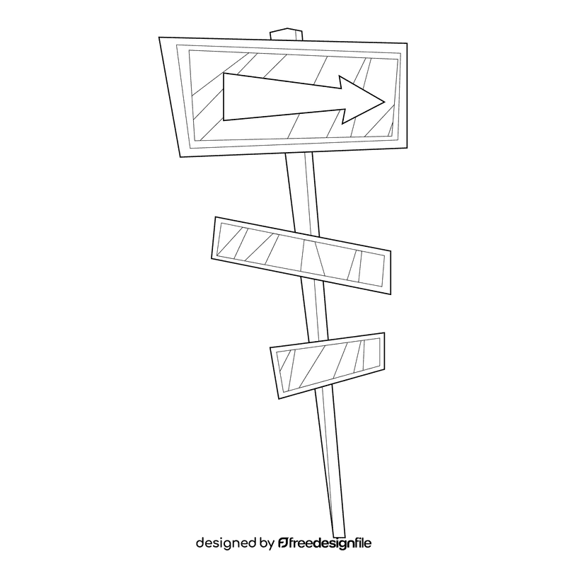 Road sign black and white clipart