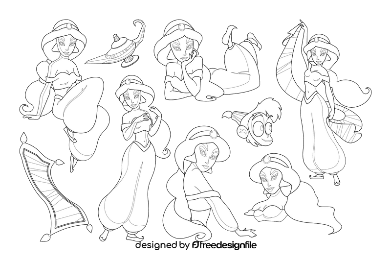 Jasmine black and white vector