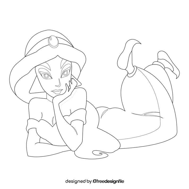 Disney princess jasmine black and white clipart
