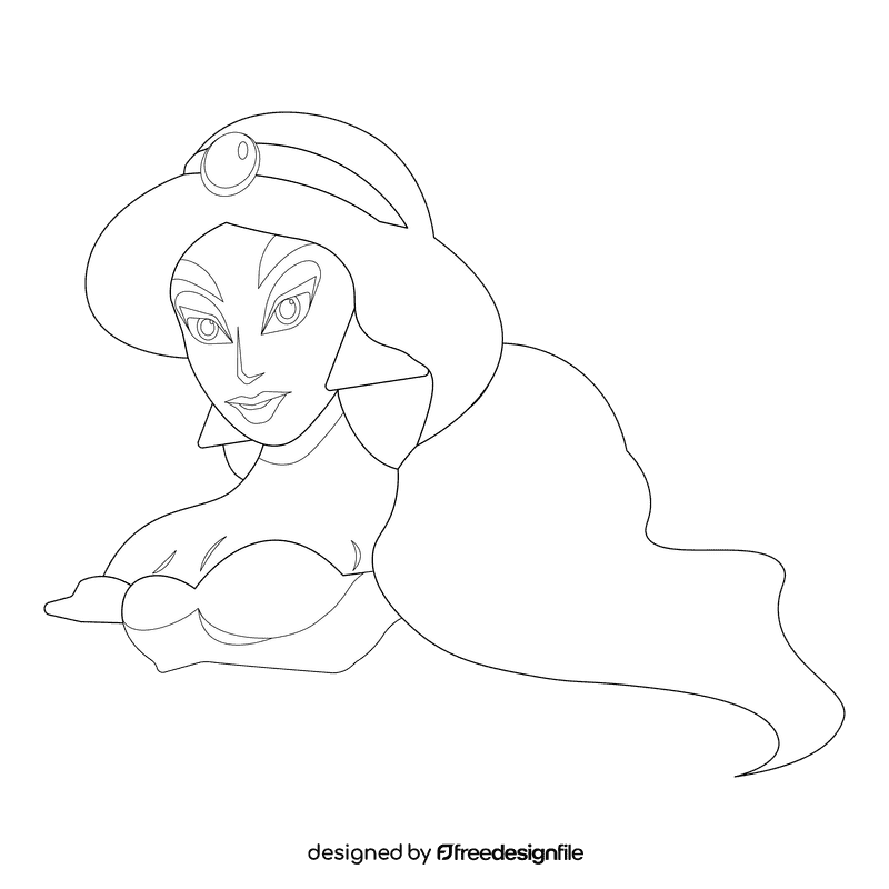 Aladdin princess jasmine black and white clipart