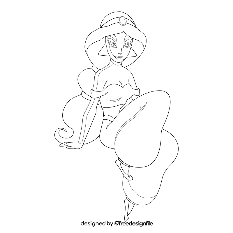 Princess jasmine black and white clipart