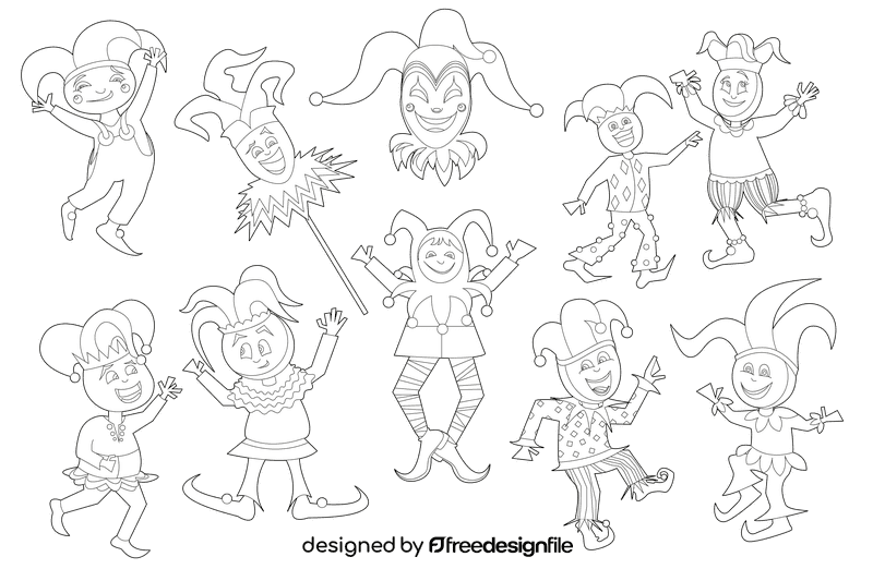 Jester black and white vector