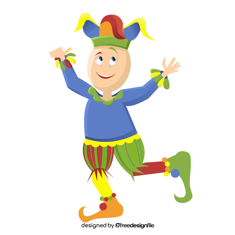 Jester in a blue sweater clipart