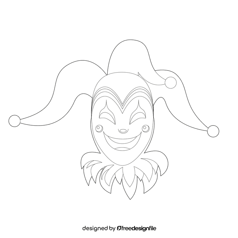 Jester mask black and white clipart