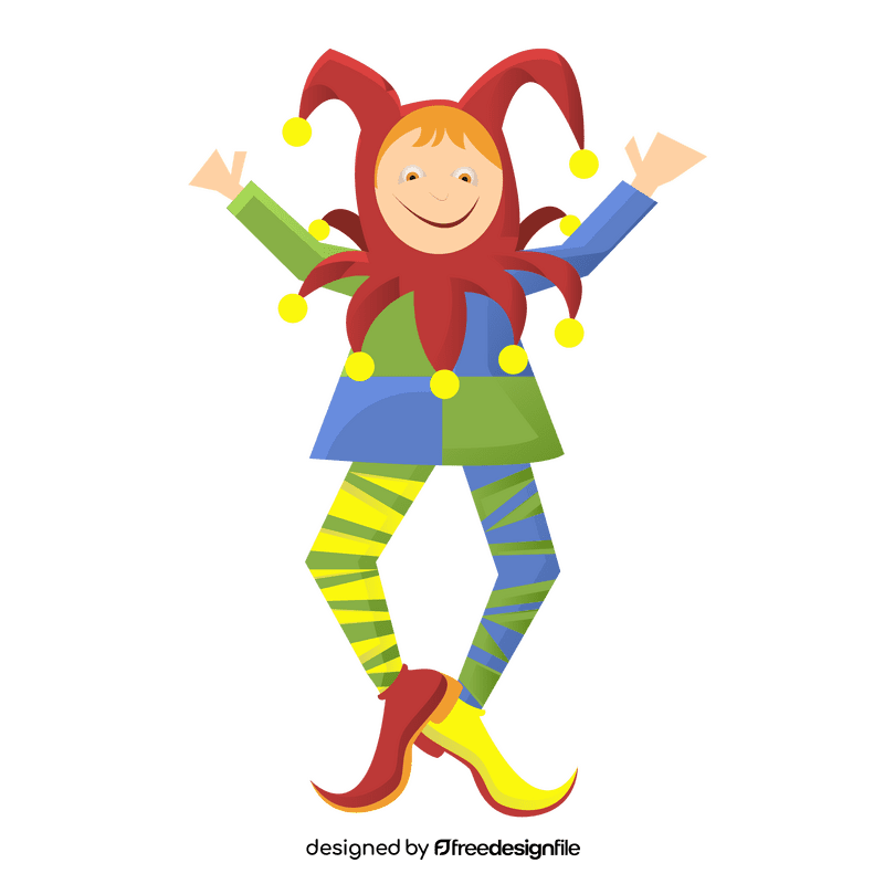 Jester in a red cap clipart
