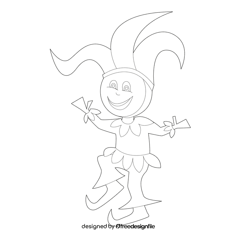 Jester in a red jacket black and white clipart