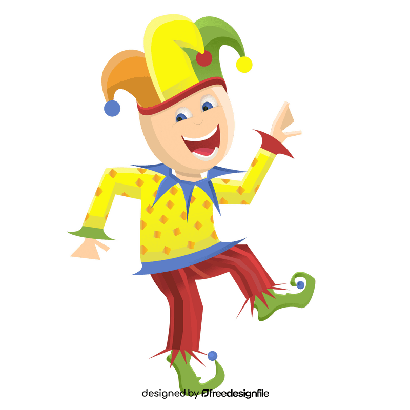 Jester in a yellow jacket clipart