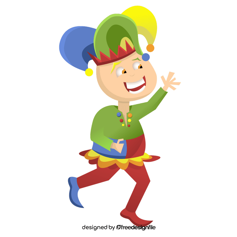 Jester in red tights clipart