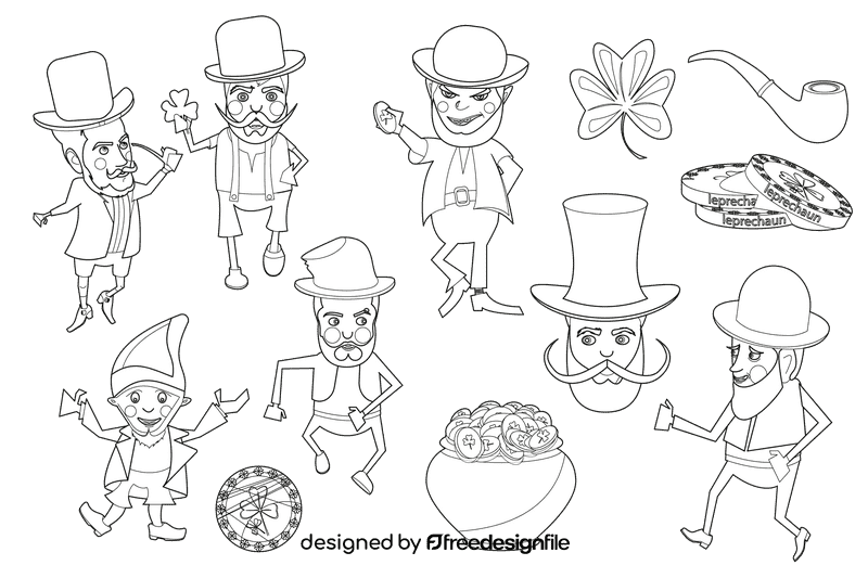 Leprechaun black and white vector