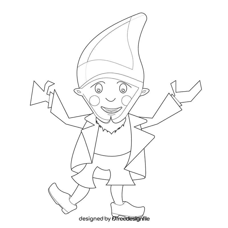 Leprechaun in a cap black and white clipart