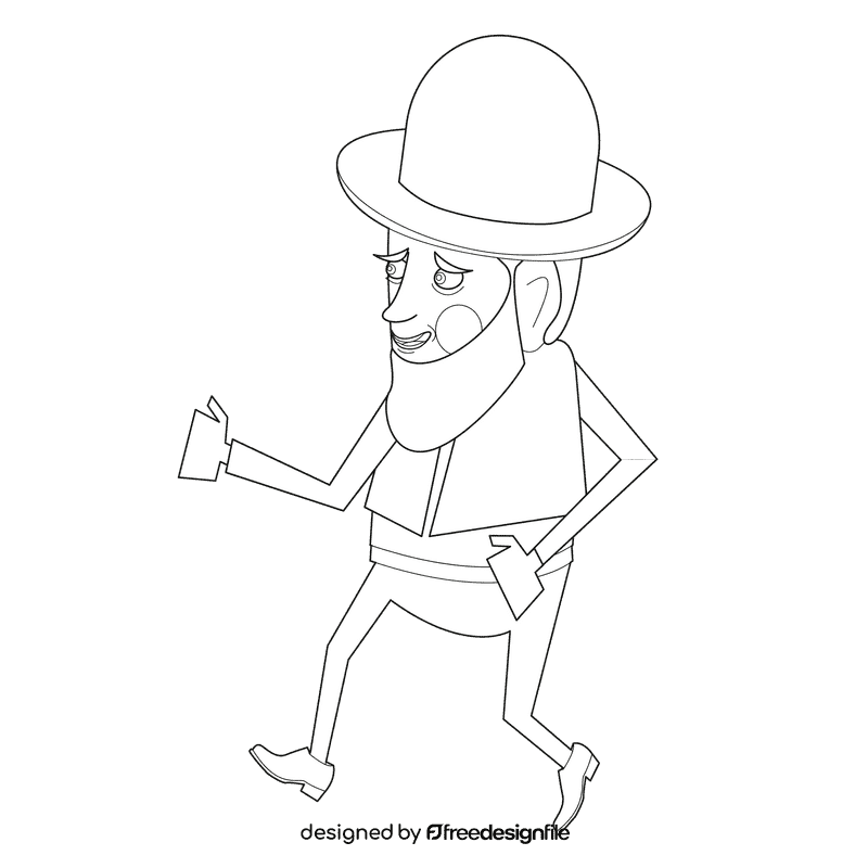 Leprechaun running black and white clipart