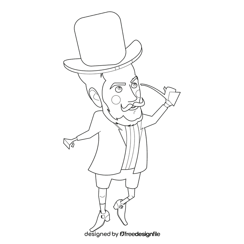 Leprechaun with smoking pipe black and white clipart