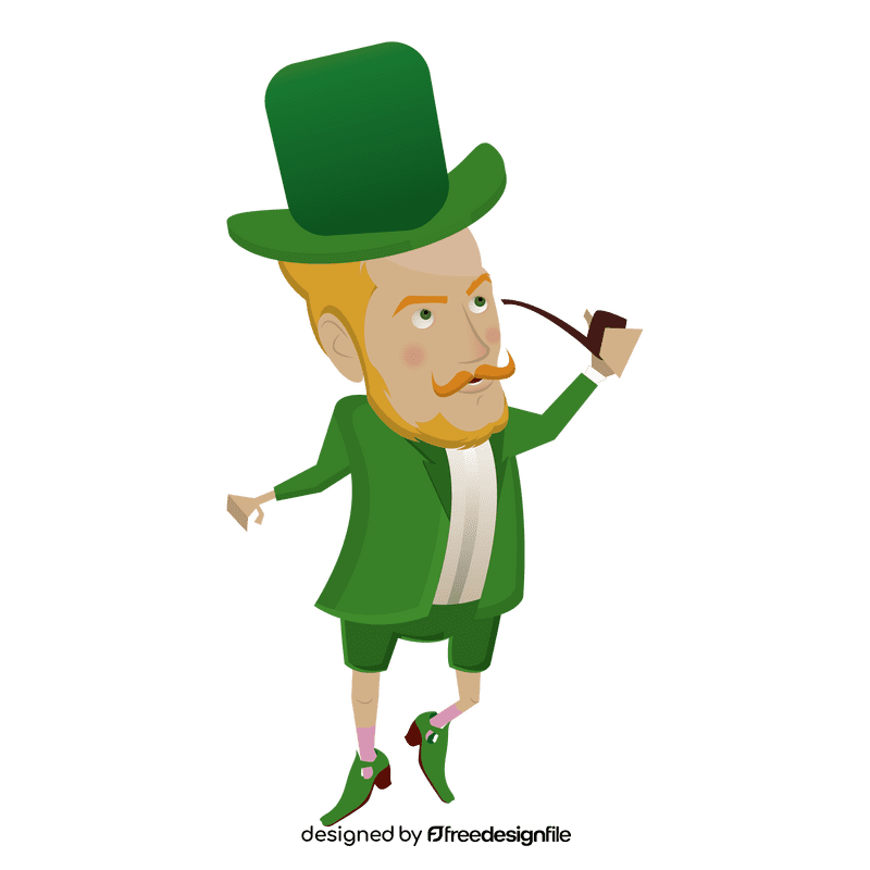 Leprechaun with smoking pipe clipart