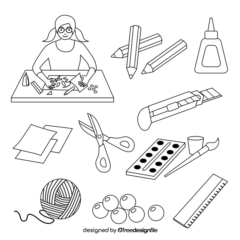 Handicraft icons set black and white vector