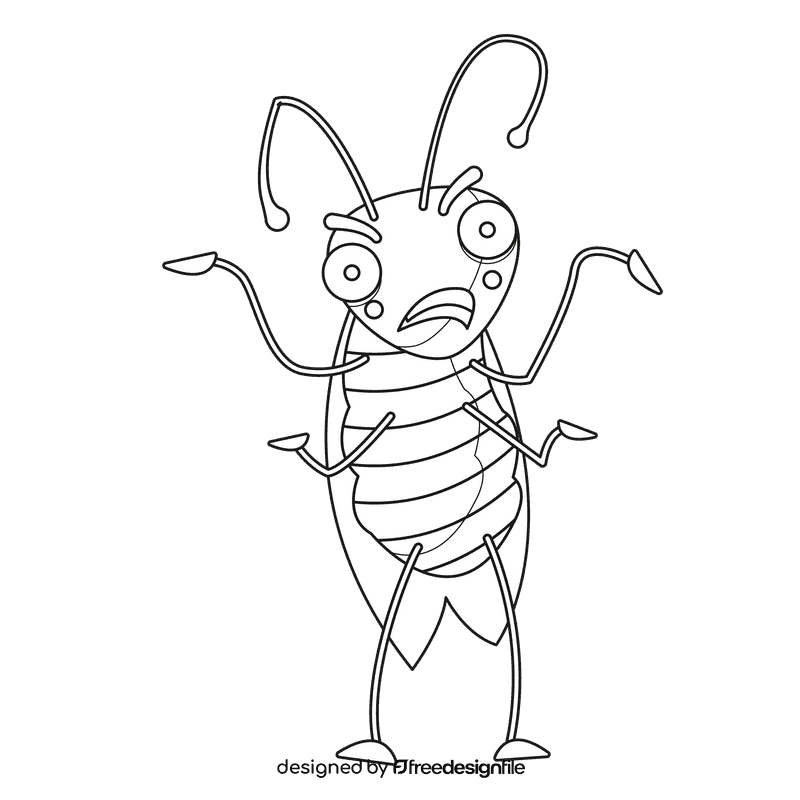 Cockroach amazement black and white clipart