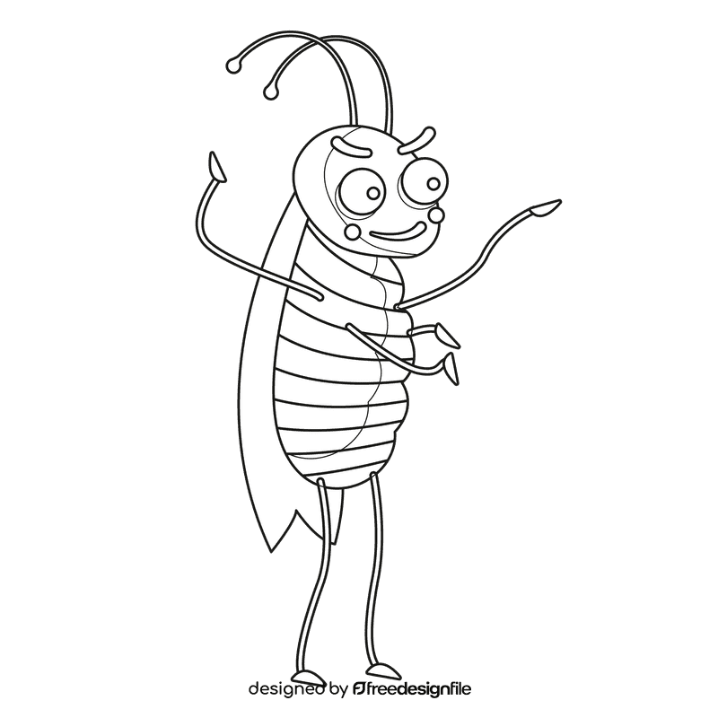 Cockroach outraged black and white clipart