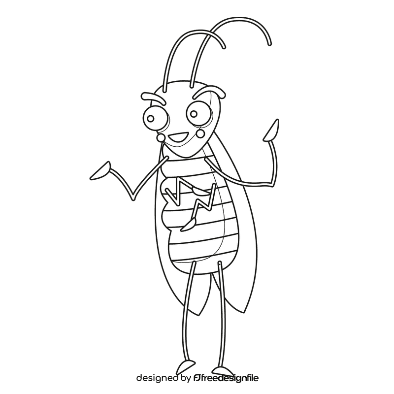 Cockroach smiling black and white clipart