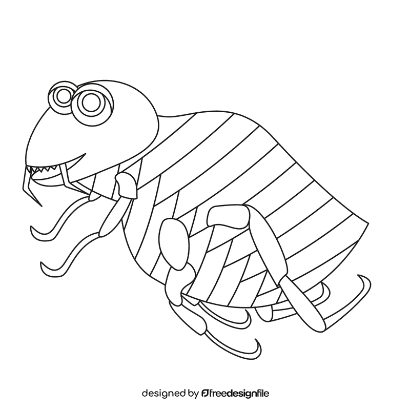 Flea running black and white clipart