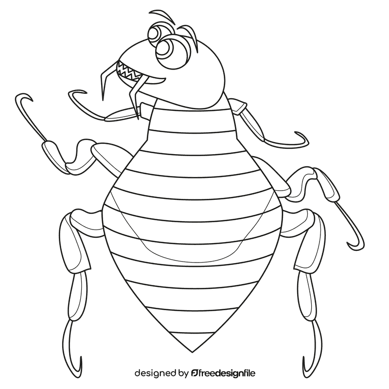 Flea smiling black and white clipart