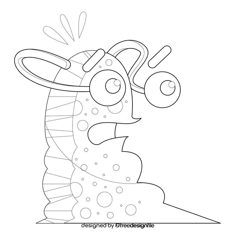 Slug anxious black and white clipart