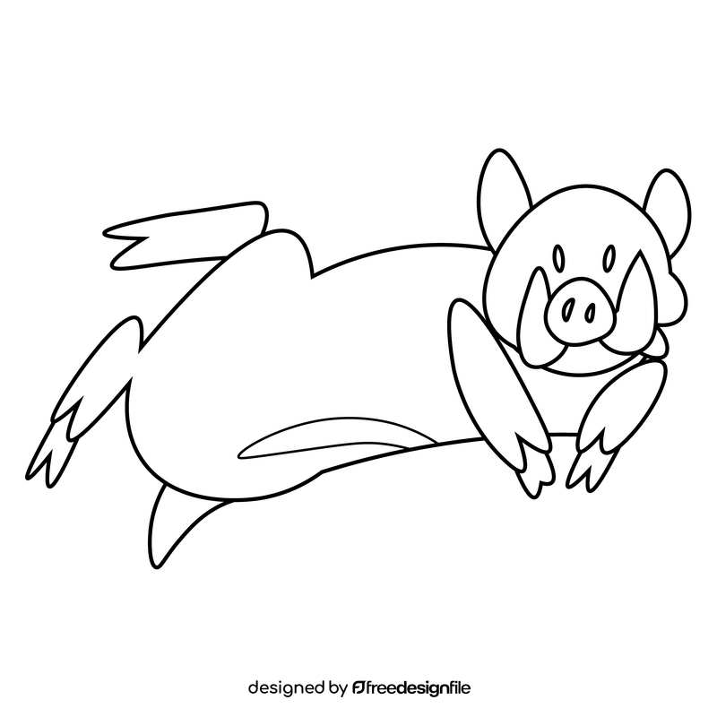 Boar animal lying black and white clipart