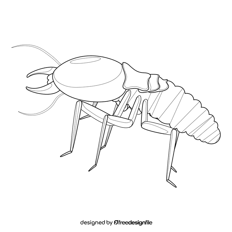 Termite climbs up black and white clipart