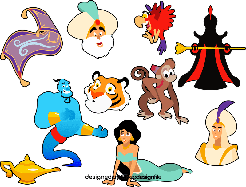 Aladdin cartoon characters vector