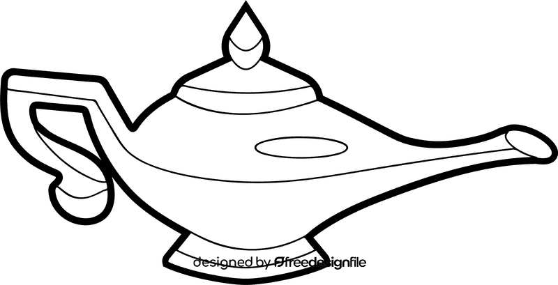 Aladdin lamp black and white clipart