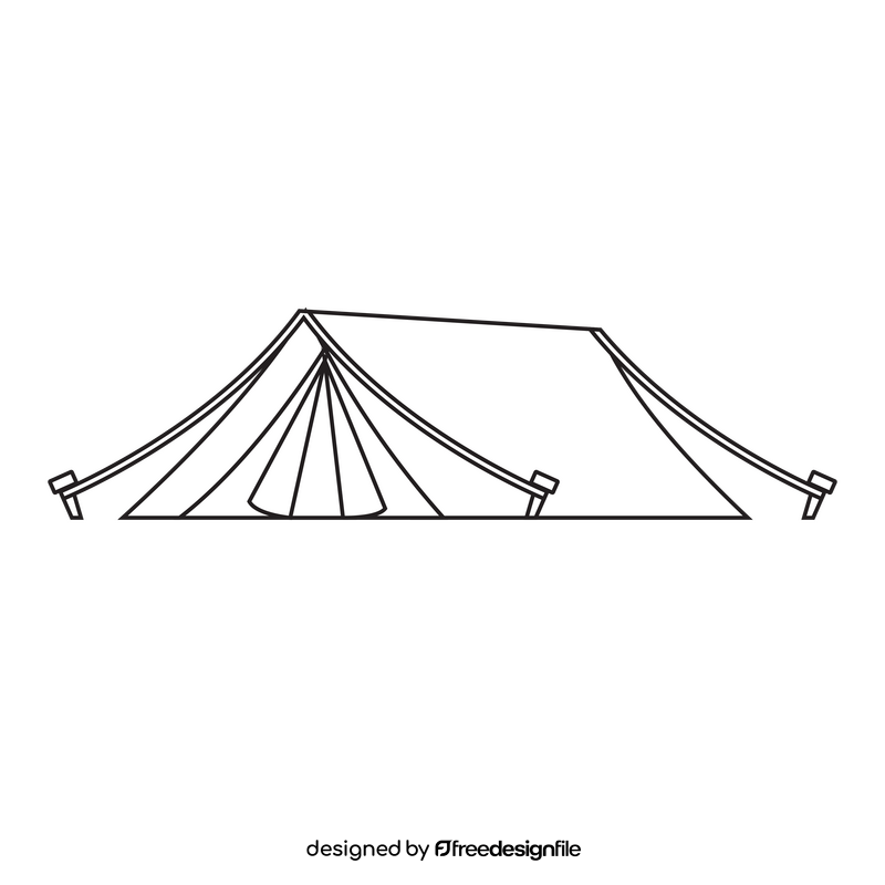 Camping tent drawing black and white clipart