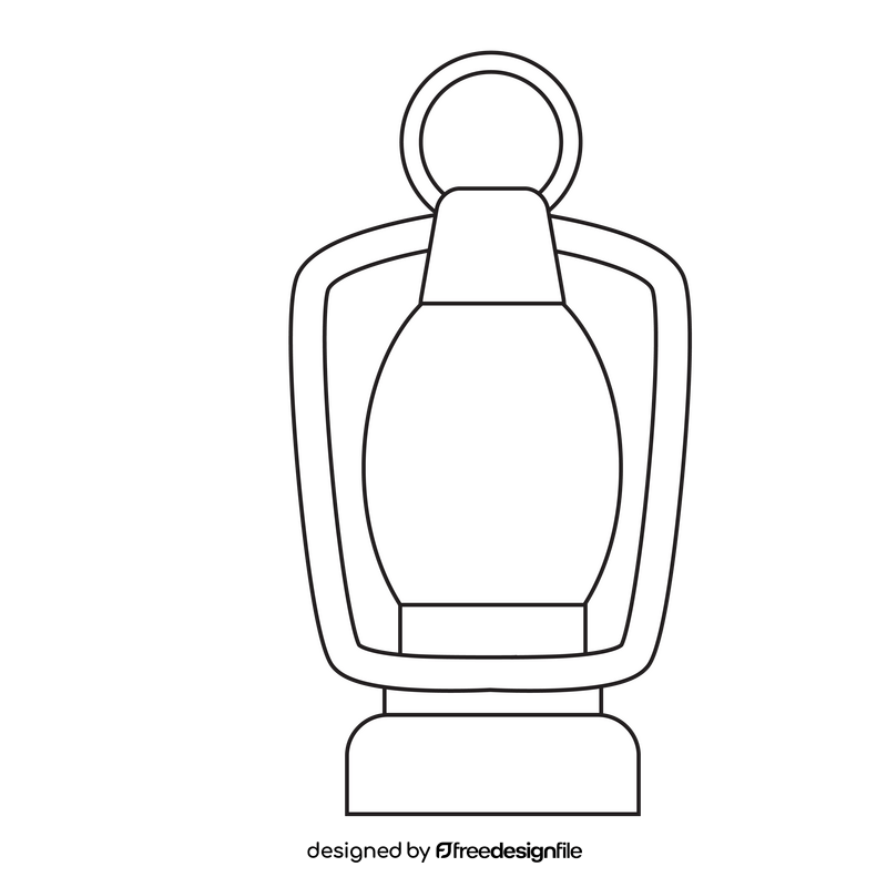 Camping lamp drawing black and white clipart