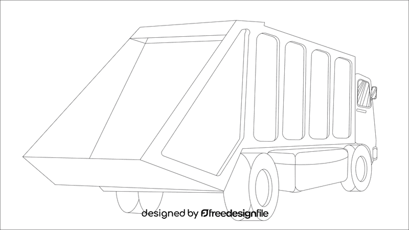 Garbage truck behind black and white clipart