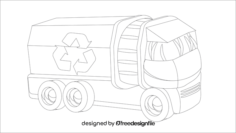 Garbage truck future black and white clipart