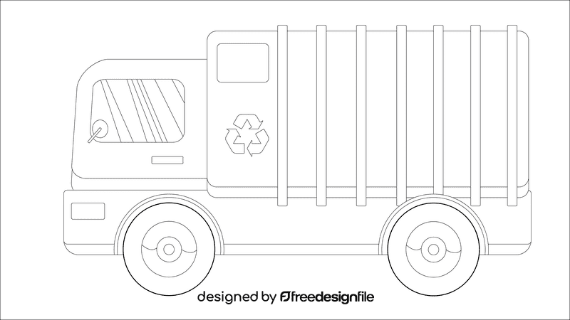 Garbage truck red black and white clipart