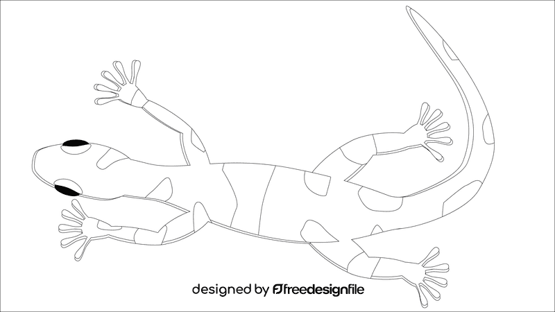 Desert gecko black and white clipart