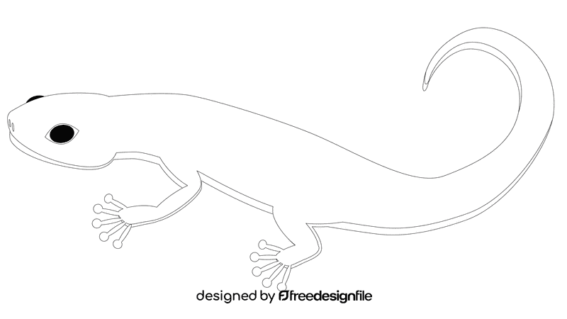 Gecko blue black and white clipart