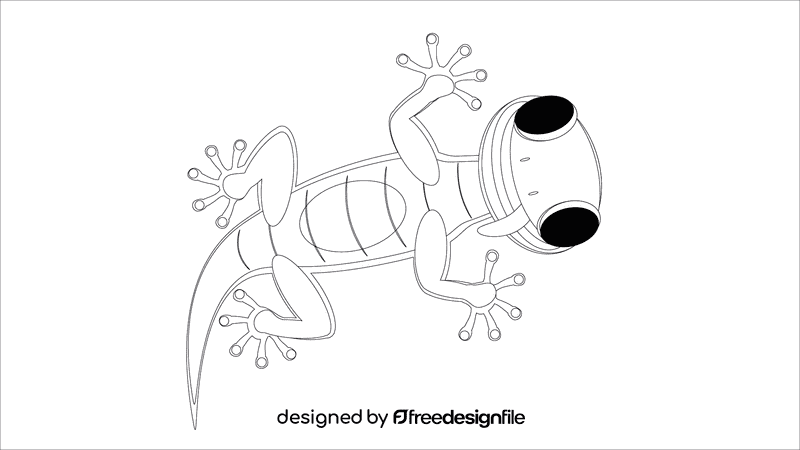 Gecko smiling black and white clipart
