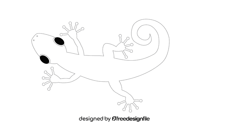 Gecko tail spiral black and white clipart