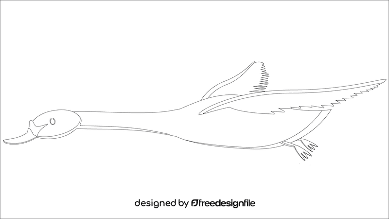 Swan flies black and white clipart