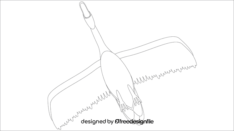 Swan flying black and white clipart