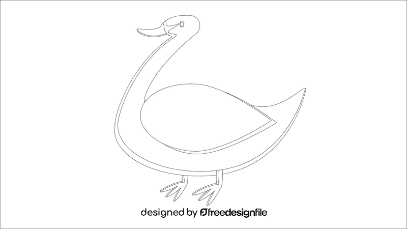 Swan just looking black and white clipart