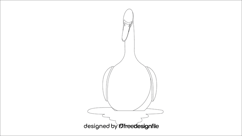 Swan lowered his head black and white clipart