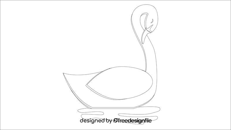 Swan sleeping black and white clipart