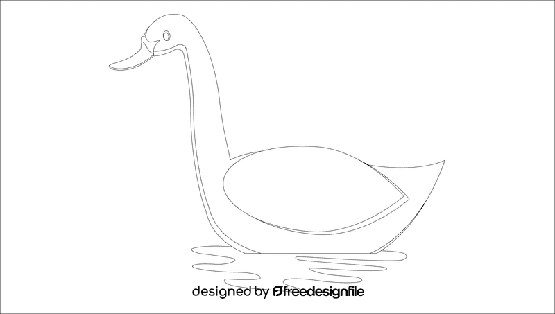 Swan swims black and white clipart