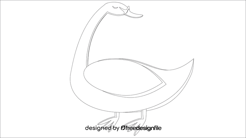 Swan bird black and white clipart