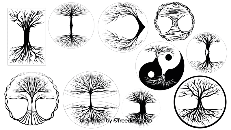Tree of life black and white vector