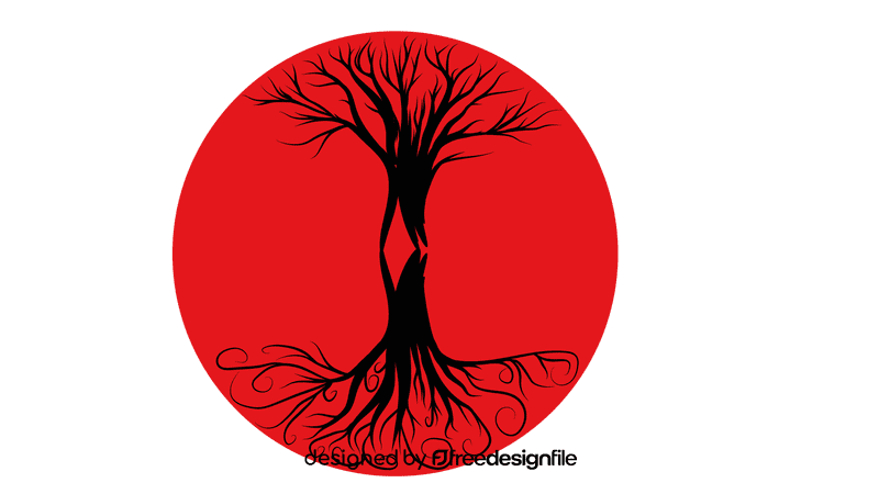 Tree of life in red cricle clipart