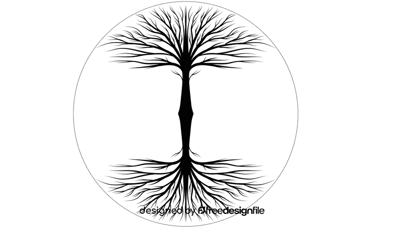Tree of life pink revers black and white clipart