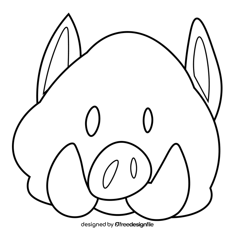 Cute cartoon boar head black and white clipart
