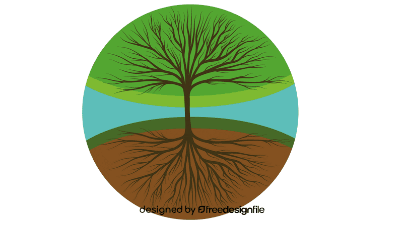 Tree of life with colored leaves and ground clipart