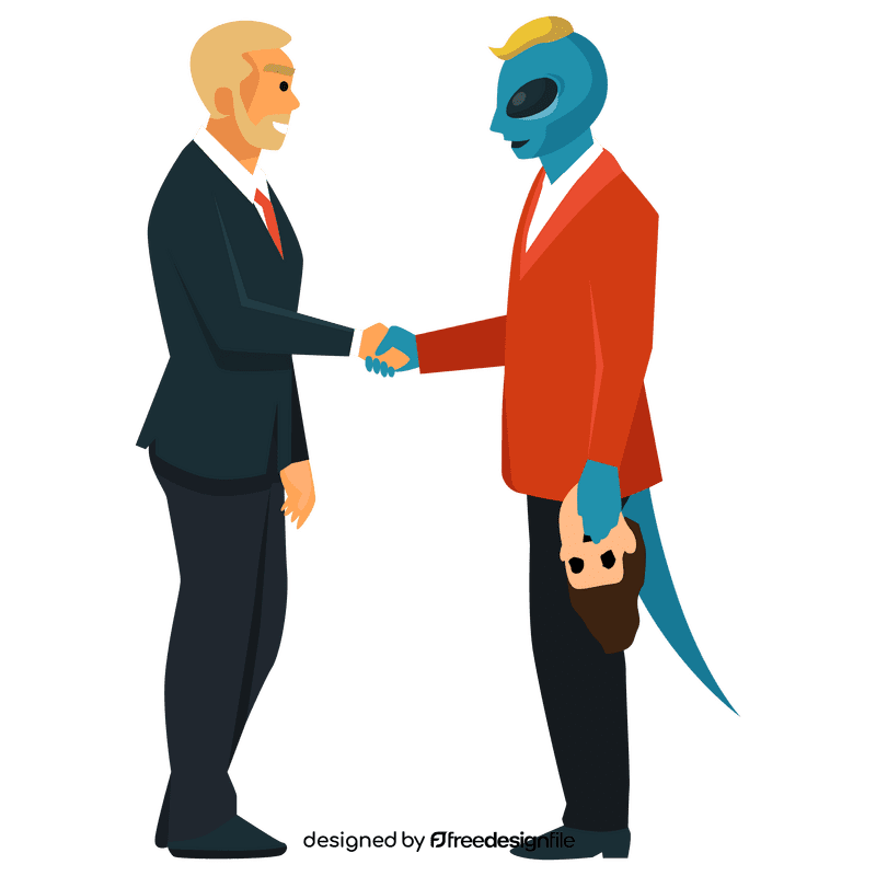Alien human shaking hand clipart